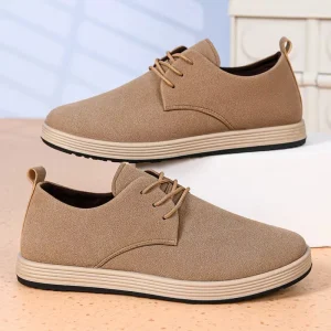Spring Summer New Style Lace Up Casual Shoes English Retro Leather Men’s Low Top Sneakers