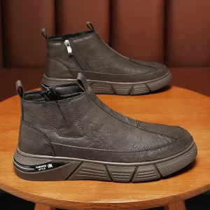 Spring and Autumn Lace up Men’s Boots High Top Casual Walking Shoes Casual Thick Sole Men’s Boots