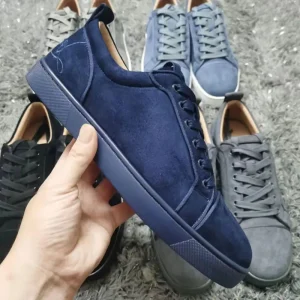 Stock New Spring Embroidery Red Bottom Men’s Low top Lace Up Flat Casual Shoes Black Embroidery Fashion