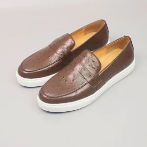 Stylish Genuine Leather Men Flat Shoes Fashion Design Slip-on Loafers High Quality Walking Style Men’s Loafers