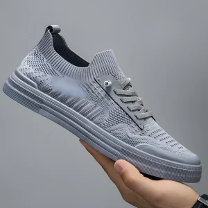 Stylish Men’s Shoes Men’s Casual Sneakers Fashion Casual Flying Woven Mesh Thick Sole Lightweight Comfortable Flat Shoes