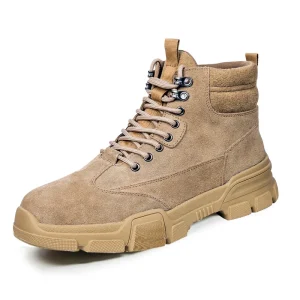 Suede Cowhide Labor protection Shoes Men Steel Toe Anti Smash Anti Puncture Breathable Lightweight Anti Slip Insulated 6KV