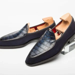 Suede Nubuck Leather Splicing Plaid Print Flat Men’s Dress Shoes & Oxfords Loafers Wedding Shoes Party New Style Bespoke