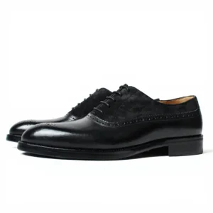 Suede Patchwork Calf Leather Derby Shoes Handcrafted Patina Leather Sole Men Business Formal Dress Shoes
