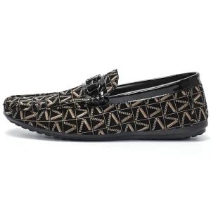 Summer Bean Shoes Men Casual Trend Soft Leather Soft Sole Shoes Fashion Printed Men’s Loafer Shoes