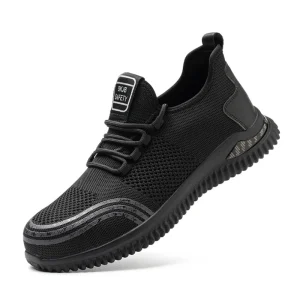 Summer Breathable Anti slip Anti puncture Casual Trainers Men’s Safety Shoe Fly Knit EN Steel Toe Non slip Men’s Work Shoes