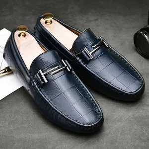 Summer British Style Casual Business Cowhide Leather Shoes Loafers Men’s Genuine Leather Dad Shoes Lazy Shoes