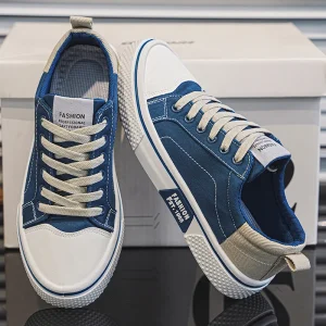 Summer Canvas Lace up Breathable Skateboard Shoes Men’s Soft Sole Casual Sports Trendy Fashion