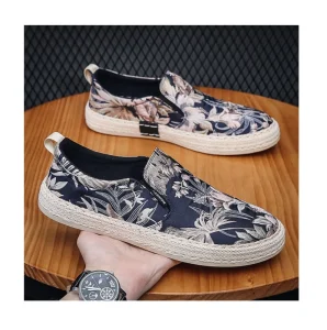 Summer Casual Shoes Men Low Set Feet Breathable Pattern Slip-on
