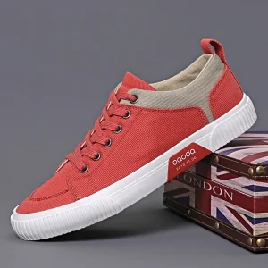 Summer Fashion Custom Lace Up Men’s Canvas Casual Shoes All Match Low Cut Rubber Sole Flat Sport Sneakers