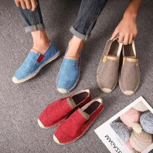Summer Fisherman Shoes Lazy Man Slip on Hemp Rope Shoes Men’s Casual Old Beijing Cloth Shoes Espadrille Homme