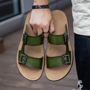 Summer Large-Size Fashionable Metal Adjustable Buckle Men’s Slip-On Sandal Durable Slip-Resistant Casual Beach Wear
