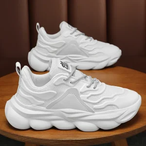 Summer Men’s Breathable Mesh Shoes Fashion Versatile Thick Sole Small White Sneakers Casual Daddy Shoes