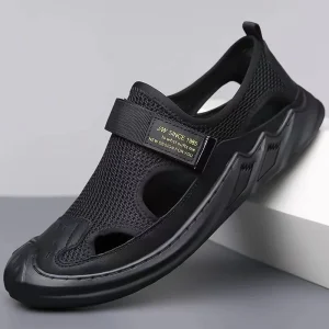 Summer Men’s Casual Breathable Solid Sandals Versatile Stylish Hook Loop Closure Loafers Trendy Soft-soled Comfortable Slippers