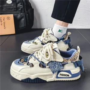 Summer Men’s Casual Flat Sports Shoes with Thick Sole Height-increasing Bread Tide Design Comfortable Basketball Style