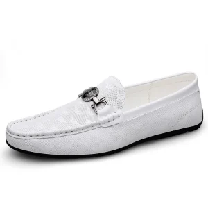 Summer Men’s Casual Shoes Cowhide Upper Breathable Slip on Soft Sole Daily Driving Shoes