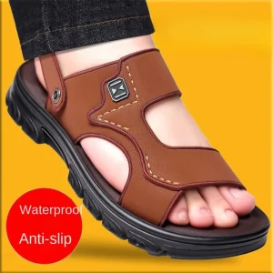 Summer Men’s Classic Comfort Retro Flat Outdoor Sandals Breathable Casual Sports PVC Trendy Adult Outing Beach Slippers