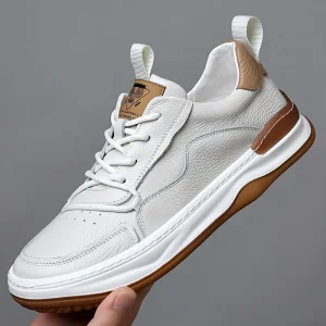 Summer Men’s Genuine Leather Fashion Trend Waterproof Casual Shoes Breathable Thick Soled Comfortable Dress Sneakers