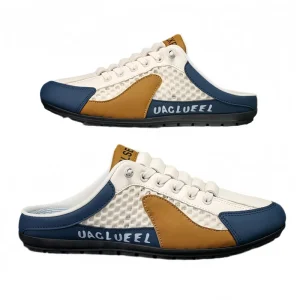 Summer Men’s Half-sided Non-slip Casual Shoes Breathable Outdoor Mesh Lazy Closed-toe Open-back Non-slip Spring Fashion Trend