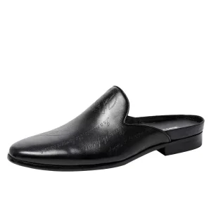 Summer Men’s Large Size Genuine Leather Flip Flops Breathable Slip Resistant Business Casual Sandals Rubber Outsole Sandals