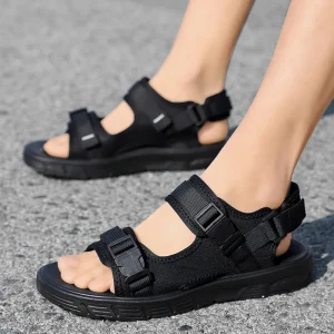 Summer Men’s Youth Breathable Slip-On Open Toe Casual Sandals Hollow Buckle Outdoor Beach Shoes Light Fashion