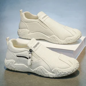 Summer New Arrival Men’s Slip-On Casual Shoes Solid Textile Upper Breathable Non-Slip PVC Sole Motorsport Daily Sports Sneakers