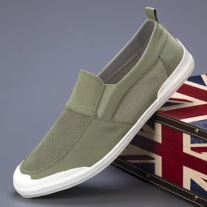 Summer New Men’s Canvas Shoes Plastic Outsole Versatile Breathable Lightweight Casual Slip On Old Beijing Cloth Shoes