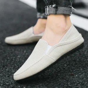 Summer New Men’s Loafers Lazy Casual Korean Style Breathable Canvas Trendy Shoes