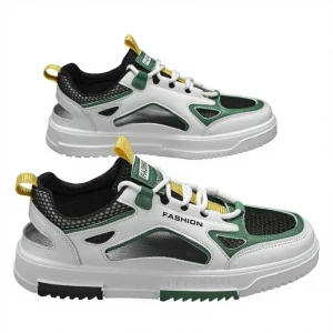 Summer New Men’s Shoes Trendy Casual Sneakers All match Artificial Leather Upper Tie Closure Breathable Shock Absorption