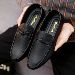 Summer New Mens Slip-on Lazy People Breathable Soft Sole Casual PU Leather Shoes