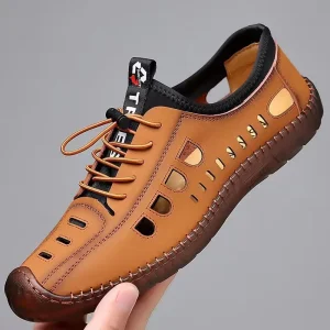 Summer New Men’s Strap Sandals Soft PU Breathable Air Cushion Midsole Beach Casual Shoes