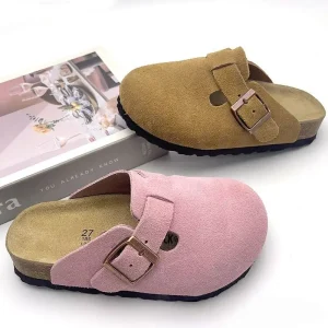 Summer Real Leather Breathable Anti Slip Fashion Fur Slippers for Men Casual Unisex Flip flops with Insole