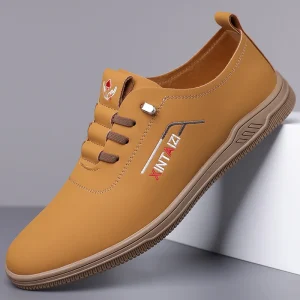 Summer white soft leather men’s shoes soft soled men’s business casual slip on shoes lightweight loafers white shoes