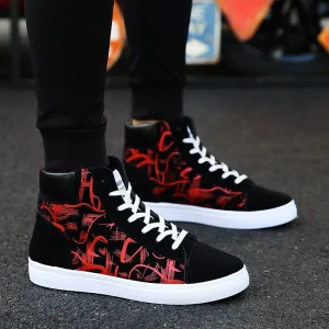 Supplier Brand Canvas Upper Colorful Men’s High Top Fashion Sneakers Summer