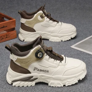 Swivel Button Autumn Winter Heightening New Sports Shoes High top Casual Men’s Shoes Thick soled Mesh Outdoor for
