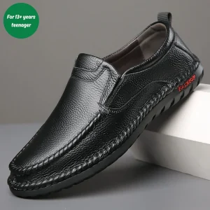TPY0 Men’s Casual Leather Shoe Designer Men Shoe High Quality School Shoe Italian Leather Dress Shoe Flat Loafer Shoe for Men