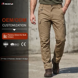 Tactical Cargo Pants Men Stretch Ripstop Water Resistant Elastic Waist Multi Pocket Outdoor Work Trousers Factory OEM