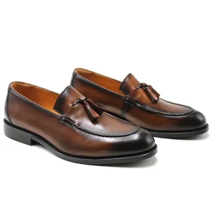 Tassel Loafers Men’s British Leather Breathable Solid Casual Business Party Lazy Slip on Plus Size