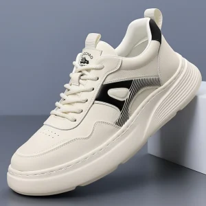 Thick Platform Leather Skate Shoes Breathable Soft Upper Casual Fashion Walking Sports Shoes Daily Wear Spring Anti Slippery Men