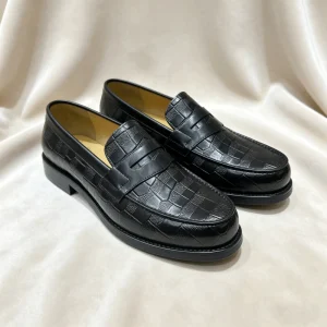 Thick Sole Black Checkerboard Embossed Leather Loafers Men’s Formal Business Dress Shoes Breathable Gentleman Footwear