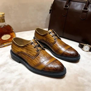 Thick Sole Men’s Leather Dress Shoes Goodyear Welted Oxford Shoes Handmade Genuine Leather Formal Shoes Italian Style