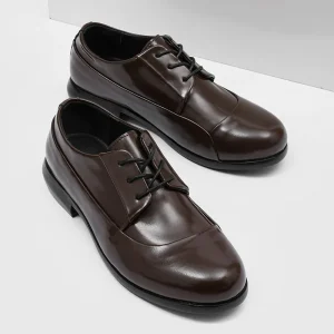 Thick Sole Solid Rubber Outsole Versatile Lace Up Men’s High End Casual Business Formal British Style Black Derby Shoes 35549 J