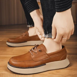 Thick soled Head Loafers Summer Slip on Men’s Shoes British Style Business Artificial PU Leather Lining PVC Outsole