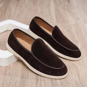 Toe Suede Loafers for Men Women Slip-On Flat Shoes Moccasin Design for Office Wedding Spring Winter Seasons