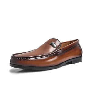 Top Layer Genuine Leather Bean Shoes Summer New Style Men’s One Foot Loafers Driving Casual Men’s Shoes Cross-Border