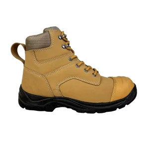 Top Level Construction Industria Work Boots for Men S3 Nubuck Cow Leather with Steel Toe and Steel Midsole PU Sole Safety Shoes