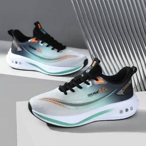Trending Men’s Lace Up Mesh Sport Shoes Breathable Lightweight Fashion Anti Slippery Cushioning Trend Running Walking Shoes