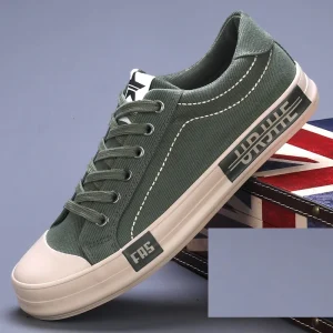 Trendy Canvas Lace up Board Shoes Breathable Leisure Outdoor Walking Style Shoes Low Top Sneakers