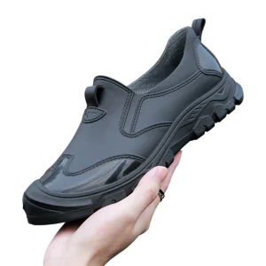 Trendy Khaki Waterproof Men’s Shoes Fashionable Low-Cut Non-Rain Boots for Men On-Rain Shoes Outdoor Wading Men’s