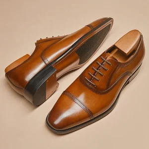 Trendy Lace up Business Formal Shoes Men Italian Genuine Leather Luxury Oxford Shoes Man Party Office Wedding Men’s Dress Shoes